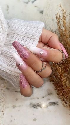 White Nailart Nails, No Design Nails, Pink Pretty Nails, White Pink Nails, Nails Rosa, Nails Pink And White, Nail Designs For 2023, The Best Nail Designs, Blue Stiletto Nails