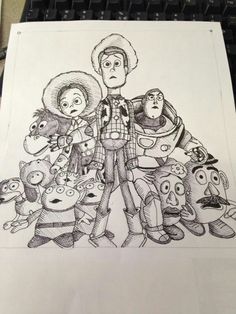 a drawing of the characters from toy story