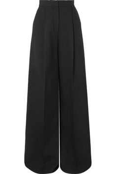 Pants For Long Legged, Wide Leg Black Dress Pants, Black Pants With Black Top, Tailored Wide Leg Trousers, A Line Trousers, Best Wide Leg Pants, Alexander Mcqueen Pants, Fitted Wide Leg Pants, Black Trousers Aesthetic