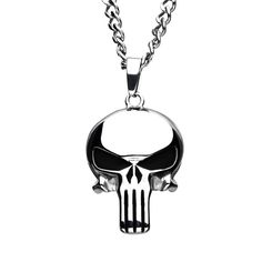 Marvel The Punisher Stainless Steel Skull Pendant Necklace, White Marvel Gift Box, Marvel Infinity Stones, Marvel Gift, Punisher Skull