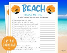 a beach riddle game is shown with the words,'i want to be in the water