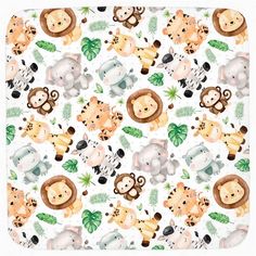 an animal themed blanket with many different animals on it