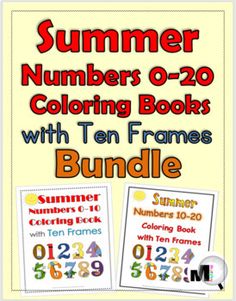 summer numbers 0 - 20 coloring books with ten frames bundle