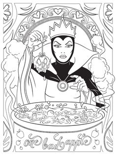 the evil queen coloring pages for adults and children to color in with her favorite characters