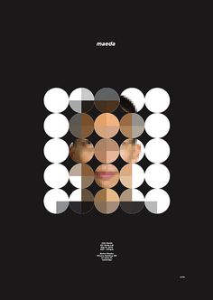 a poster with an image of a woman's face surrounded by circles