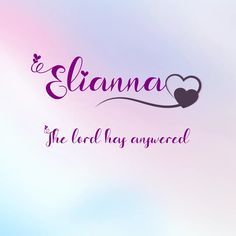 the word elana is written in purple and pink with a heart on it's side