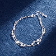 Silver Star Bracelet, Singer Dr, Jewelry Accessories Ideas, Jewelry Lookbook, Star Bracelet, Star Jewelry, 925 Sterling Silver Chain, Bracelets For Women, Girly Jewelry