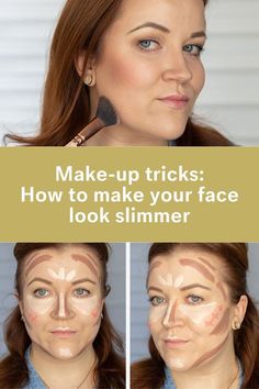 Makeup & Beauty // How to make your face slimmer with makeup. Contour For Round Face, Easy Contouring, How To Contour Your Face, Contouring For Beginners, Contouring Techniques, Face Contouring Makeup, Contour Tutorial, Round Face Makeup, Slimmer Face