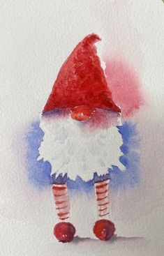 a watercolor painting of a santa clause wearing red and white socks