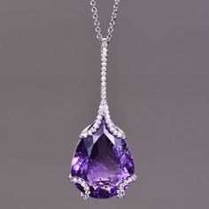 Purple Cubic Zirconia With White Cubic Zirconia Accents Necklace Nwt Material: Silver Plated Alloy, Cubic Zirconia Amethyst Serious Questions Only, Please. Luxury Purple Platinum Jewelry, Luxury Purple Diamond Jewelry, Pale Purple Necklace, Necklace Pendant Ideas, Gem Pendant, Purple Accessories, Purple Jewelry, Magical Jewelry, Purple Necklace