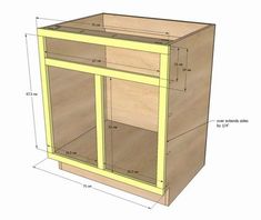 the plans for an unfinished cabinet are shown