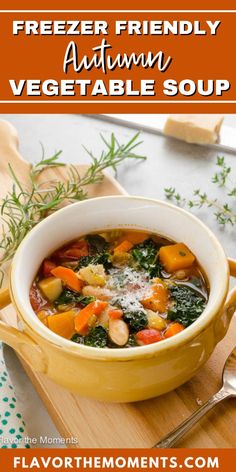 a bowl of freezer friendly autumn vegetable soup