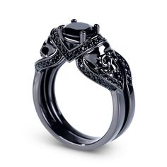 Black Wedding Rings Score Jewelry, Cheap Silver Gothic Rings, Luxury Gothic Rings For Anniversary, Luxury Gothic Jewelry For Anniversary, Luxury Gothic Anniversary Rings, Cheap Gothic Rings For Halloween, Gothic Wedding Rings Lightinthebox, Gothic Wedding Rings, Skull Wedding Ring