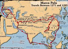 a map showing the route of travels between india and asia