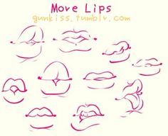 a drawing of lips with different shapes and sizes