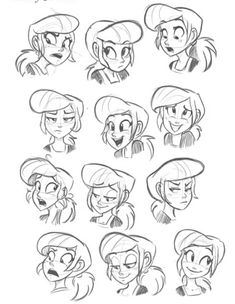 some sketches of different facial expressions for the character from disney's animated movie, poca