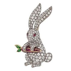 Rabbit Brooch, Emerald Set, Ruby Set, Easter Jewelry, Ruby Rings, Animal Brooch, Rings Diamond, Diamond Brooch, Emerald Earrings