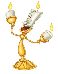 the character from beauty and the beast holding two candles