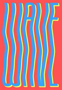 an art print with the letter e in blue, red and yellow stripes on a pink background