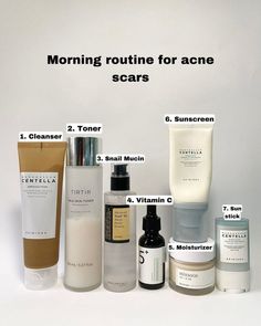 Morning Serum Routine, Cosrx Routine, Best Korean Vitamin C Serum, Skin Care Toner, Acne Scar Cream, Milk Toner, Serum For Acne, Skincare For Acne, Cosrx Snail