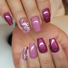 Glitter Gel Nail Designs, Glitter Gel Nails, Purple Nail, Blue Nail, Colorful Nail Designs, Winter Nail Designs