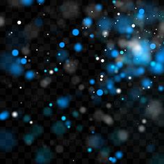 blue and white blurry lights on a black background, with stars in the sky