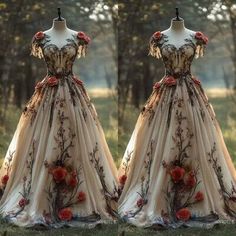 Mascarade Dresses Gowns, Whimsical Autumn Wedding, Forestcore Wedding, Wedding Dresses Short Sleeves, Wedding Dresses Short, Dreamy Gowns, Short Sleeve Wedding Dress, Vintage Forest, A Line Bridal Gowns