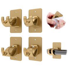 four different types of door handles and knobs with one opening on the left side