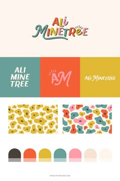 the logo for all mine tree, with different colors and patterns on it's side