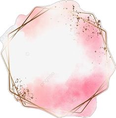 a pink and gold watercolor background with a white circle in the middle that has some brown lines on it