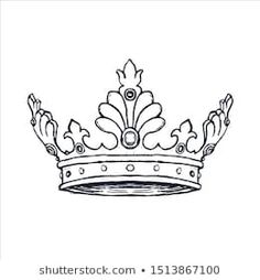 a black and white drawing of a crown