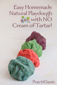 an advertisement for natural playdough with no cream of tartar on the front