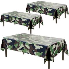 three camo tablecloths with matching covers