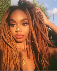 Ginger Brown Locs, Brown Locs Black Women, Dreadlocks Black Women, Brown Locs, Locs Black Women, Loc Goals, Freeform Locs, Blonde Dreadlocks