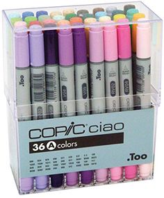 a display case filled with lots of different colored markers