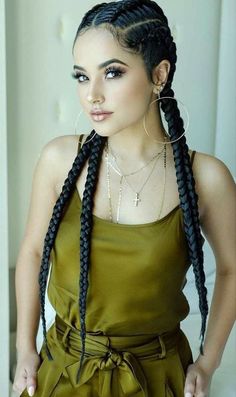 Latina Braids, Dark Colored Hair, Becky G Hair, G Hair, Farrah Fawcett, Girls Braids