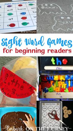 the sight word games for beginning readers are fun and easy to learn with these hands - on activities