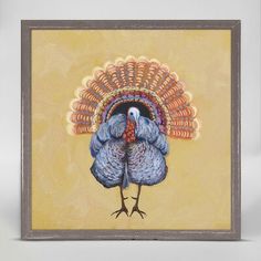 a painting of a turkey with feathers on it's head