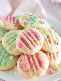 easter shortbread cookies with sprinkles on a plate