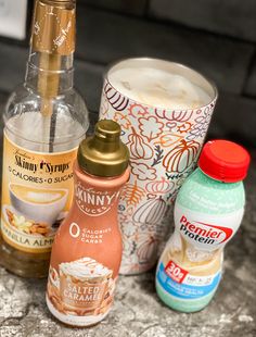 several different types of condiments on a counter