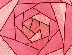 an abstract drawing of a red and pink geometrical design with lines in the center