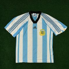 Vintage 1990s Adidas Afa Argentina Soccer Jersey Measures 20 X 26.5 Some Slight Peeling On Corners Of Chest Logo No Stains, Rips, Or Blemishes Always Open To Offers Argentina Soccer, Adidas Jersey, Shirts Vintage, Adidas Tops, Vintage Adidas, Blue Adidas, Soccer Jersey, Adidas Men, Casual Shirts