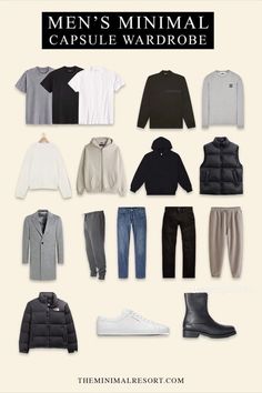 Minimalist Wardrobe Men, Mens Winter Wardrobe, Capsule Wardrobe Men, Clothes To Buy, Men's Capsule Wardrobe, Mens Wardrobe Essentials, Guys Fashion Casual, Mens Smart Casual Outfits, Fashion Minimal