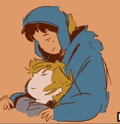 a drawing of a person hugging a cat