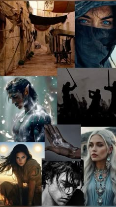 the collage shows many different scenes from game of thrones, including an image of a