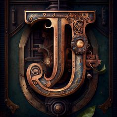 the letter j is made up of metal parts