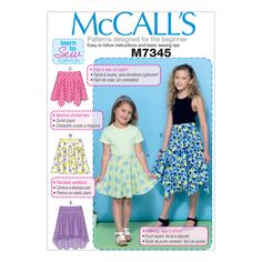 PRICES MAY VARY. Size: CHJ (7-8-10-12-14) Includes pattern pieces and sewing instructions Made by McCall's patterns Copyright 2016 Printed in the U.S.A Girls Skirt Patterns, Knit Skirt Pattern, Maxi Skirt Pattern, Teen Skirts, Fitted Knit Dress, Childrens Sewing Patterns, Sewing Patterns Girls, Skirts And Dresses, Mccalls Sewing Patterns