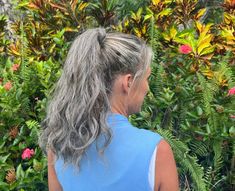 gray ponytail hair extension 1a Ponytail Hairstyles Curly, Hair Grey Color, Grey Hair Short, Gray Curly Hair, Boho Ponytail, Afro Puff Ponytail, Basic Ponytail