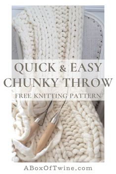 the knitting pattern for quick and easy chunky throw