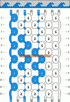 the pattern is shown in blue and white, with numbers on each side to indicate how many